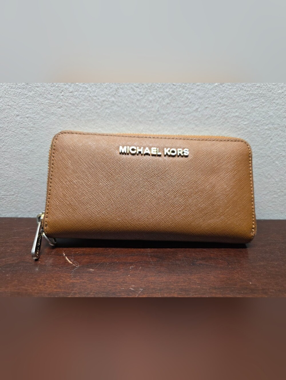 Michael Kors Tan Leather Wallet with Gold Logo